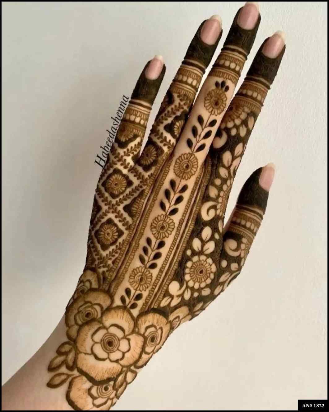 Back Full Hand Bridal Mehndi Design [AN 1823]