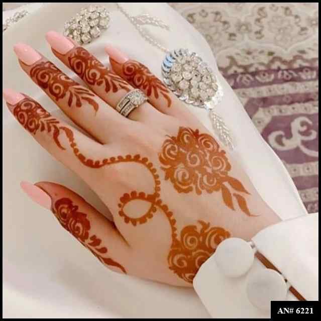 Easy Arabic Back Hand Mehndi Design AN 6221
