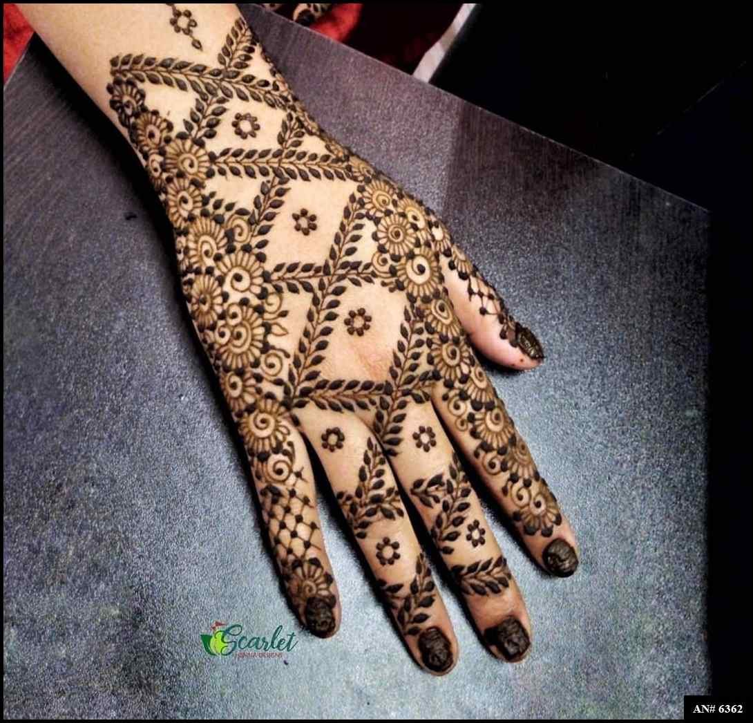 Easy Arabic Back Hand Mehndi Design AN 6362