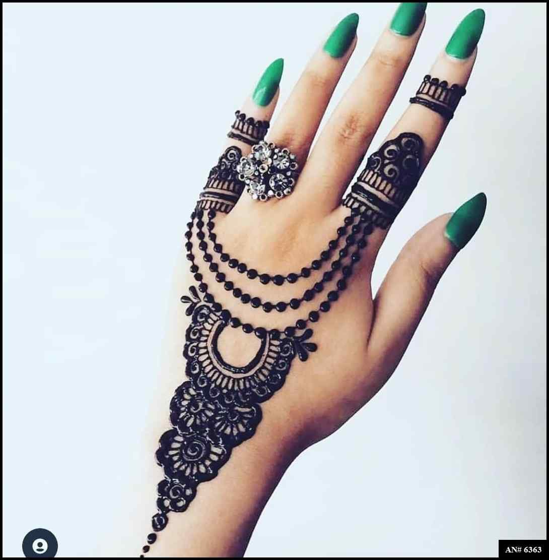 Easy Arabic Back Hand Mehndi Design AN 6363