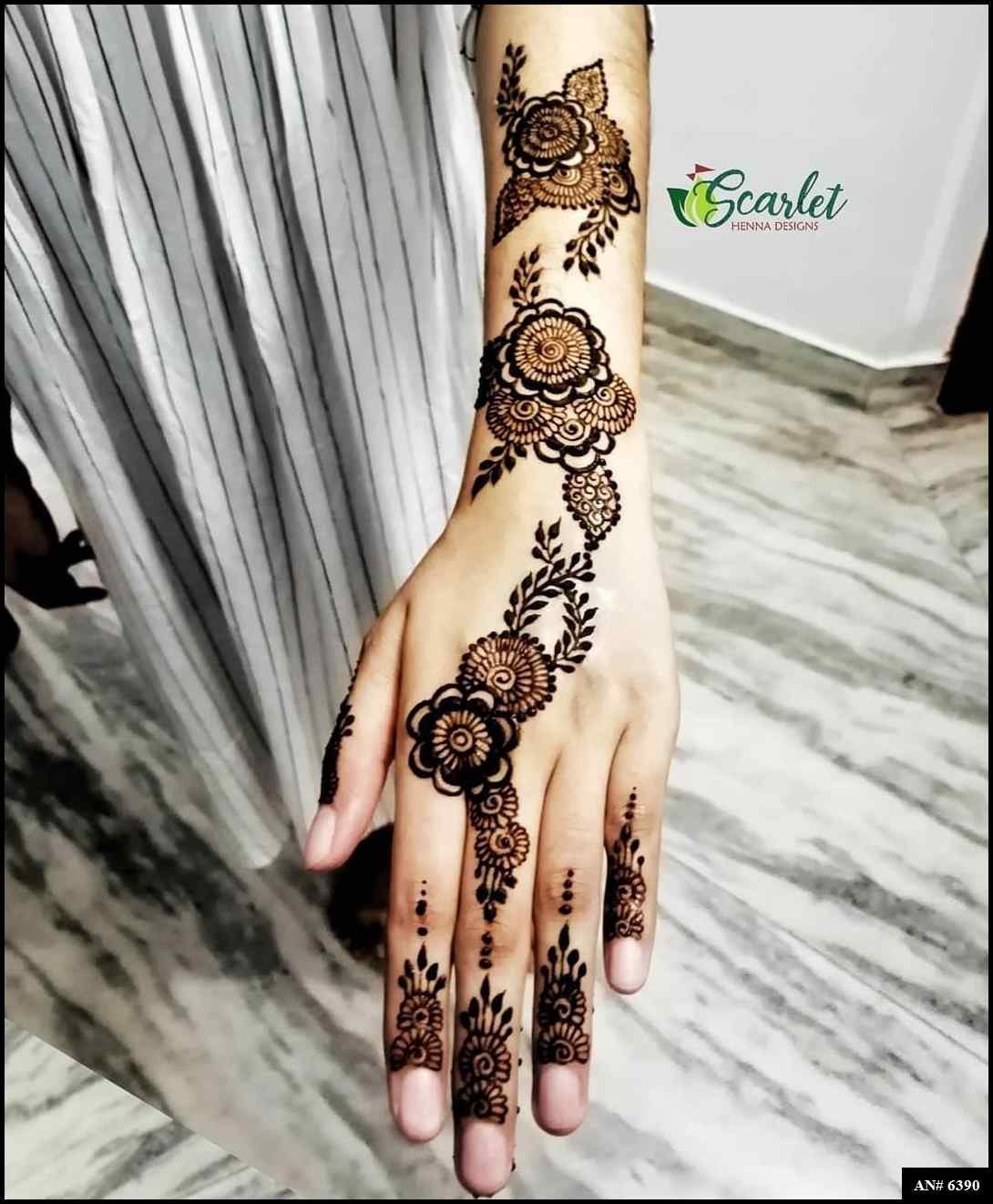 Easy Arabic Back Hand Mehndi Design AN 6390