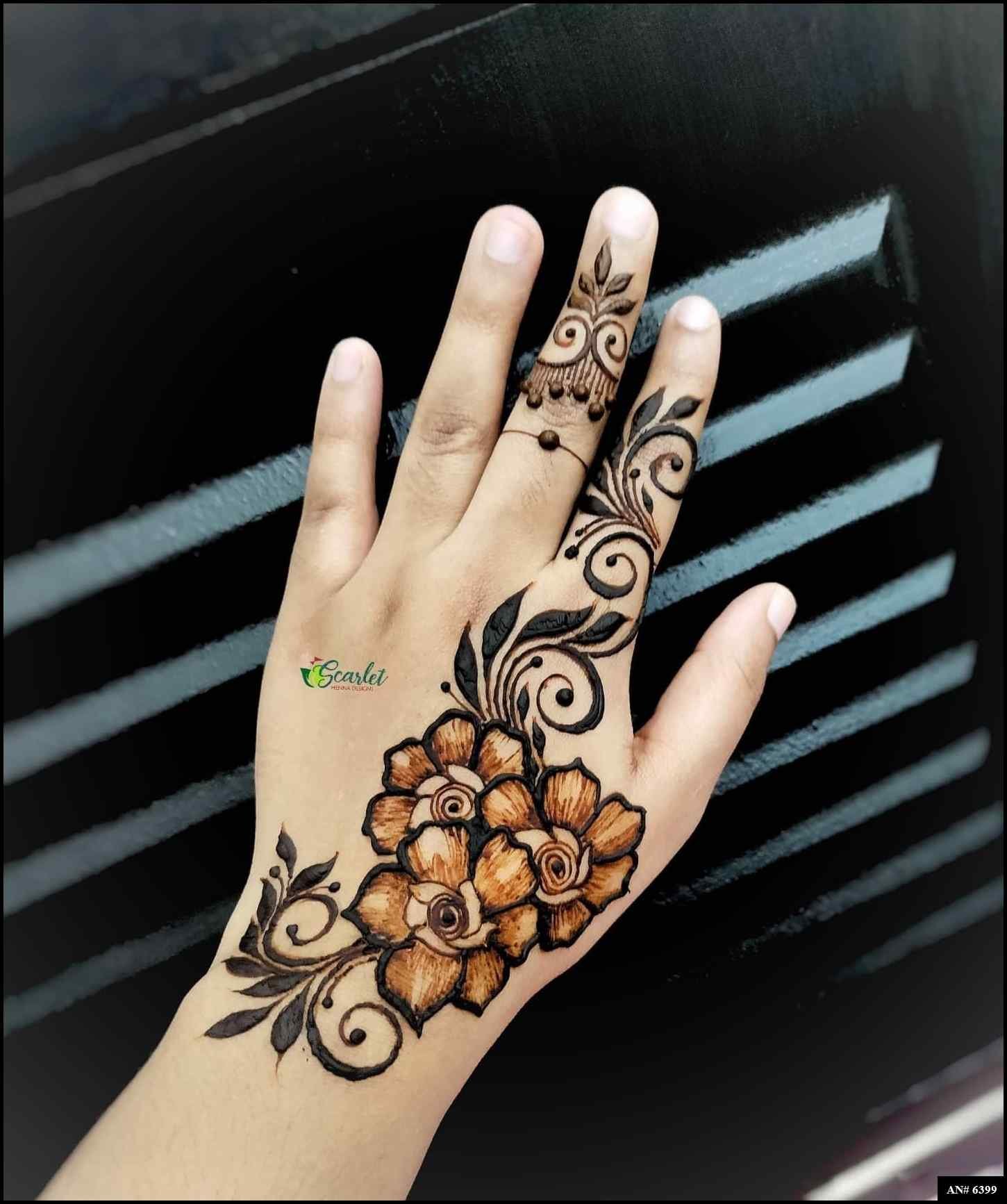 Easy Arabic Back Hand Mehndi Design AN 6399