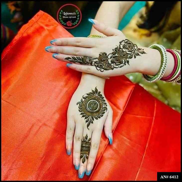 Easy Arabic Back Hand Mehndi Design AN 6412