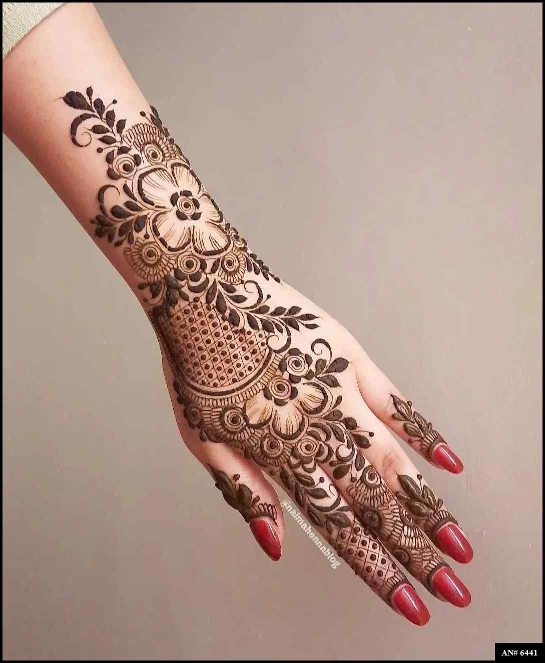 Easy Arabic Back Hand Mehndi Design AN 6441