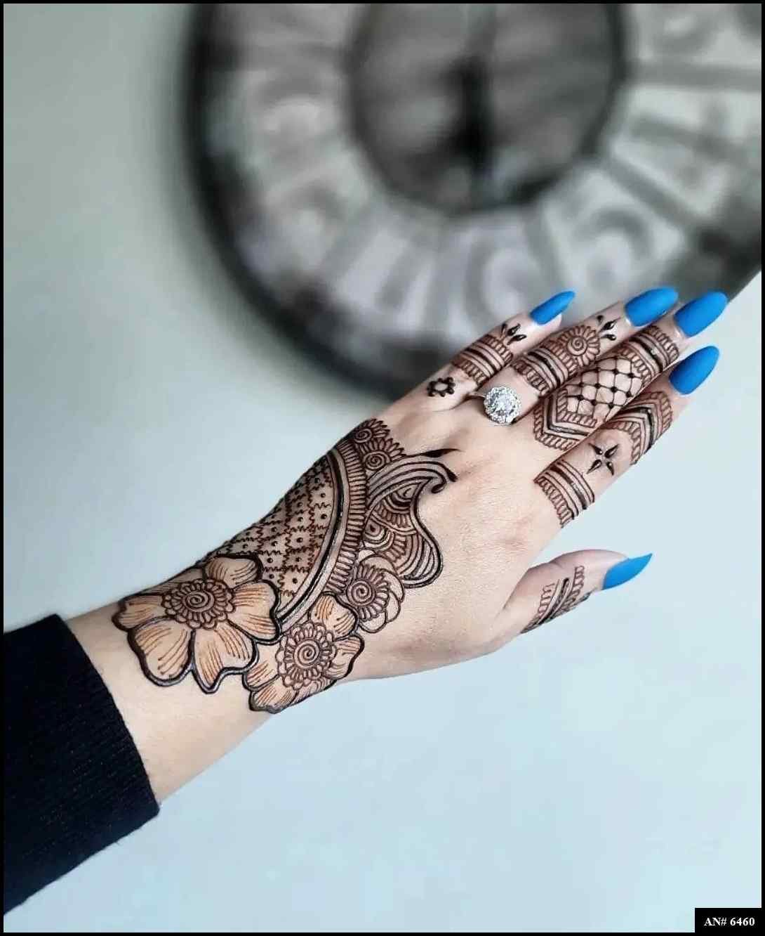 Easy Arabic Back Hand Mehndi Design AN 6460