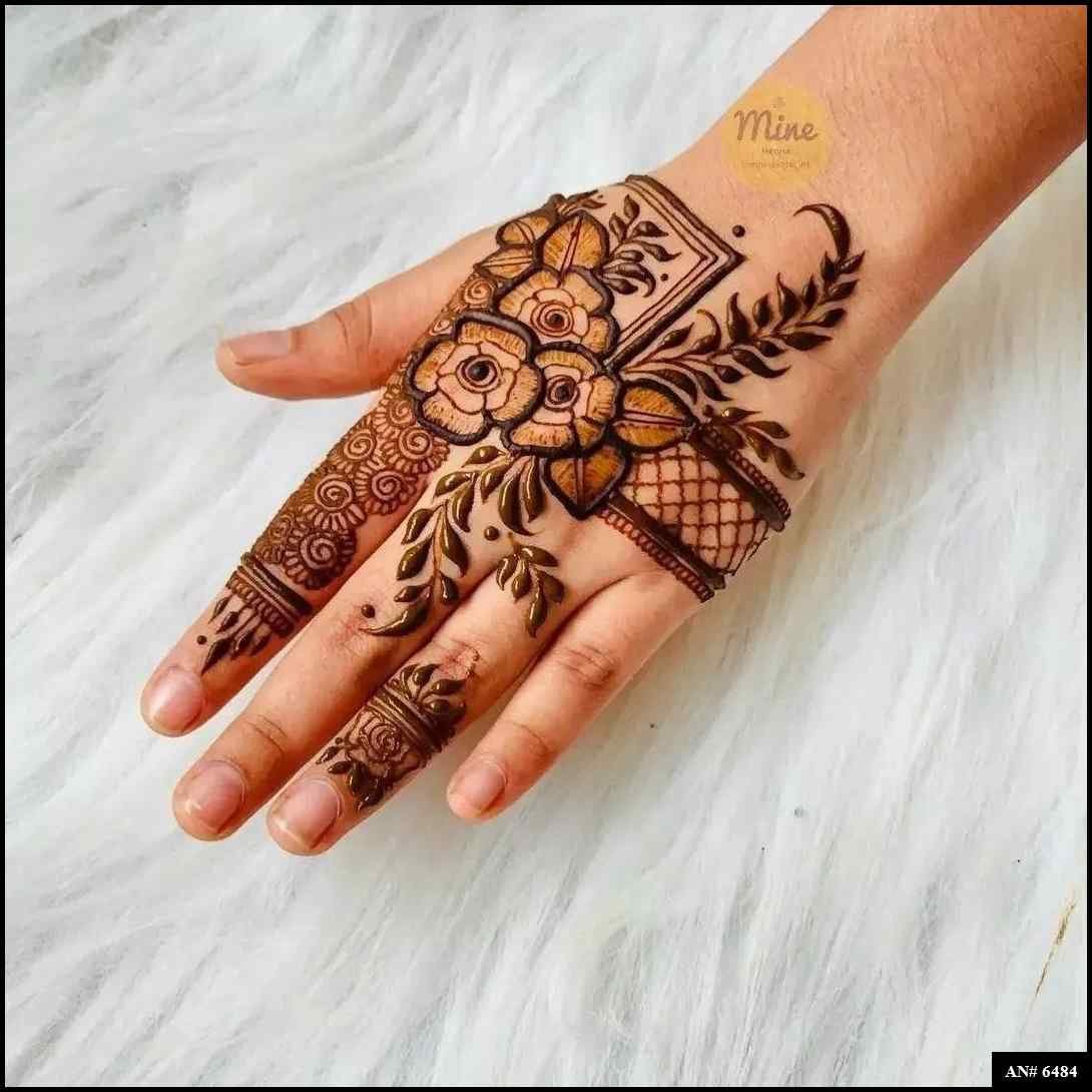 Easy Arabic Back Hand Mehndi Design AN 6484