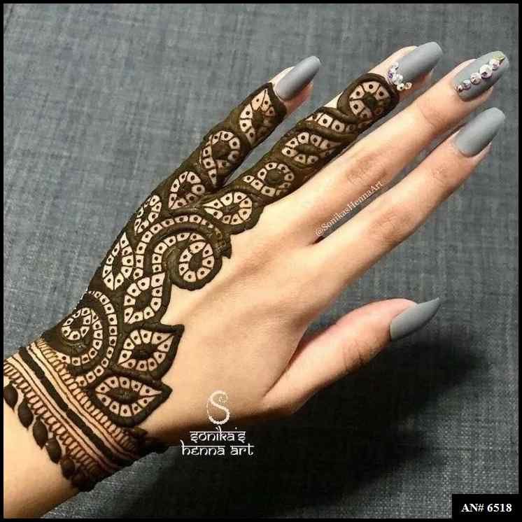 Easy Arabic Back Hand Mehndi Design AN 6518