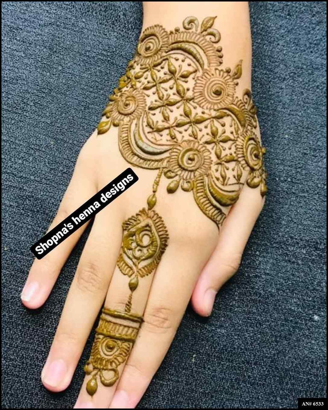 Easy Arabic Back Hand Mehndi Design AN 6533