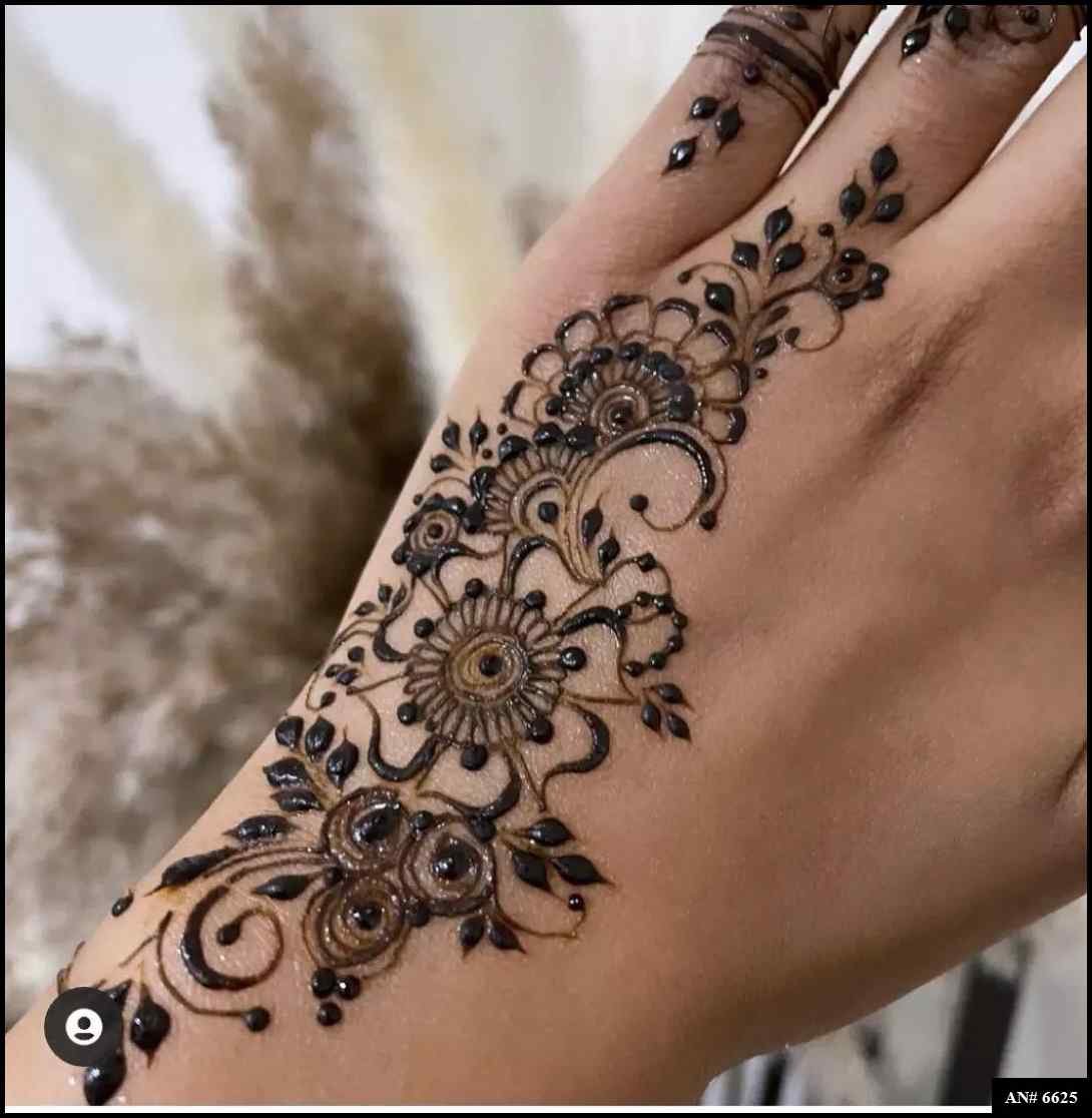 Easy Arabic Back Hand Mehndi Design AN 6625