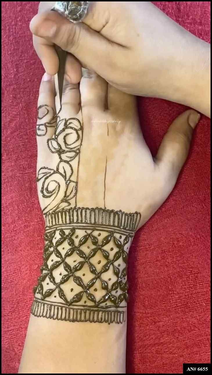 Easy Arabic Back Hand Mehndi Design [AN 6655]
