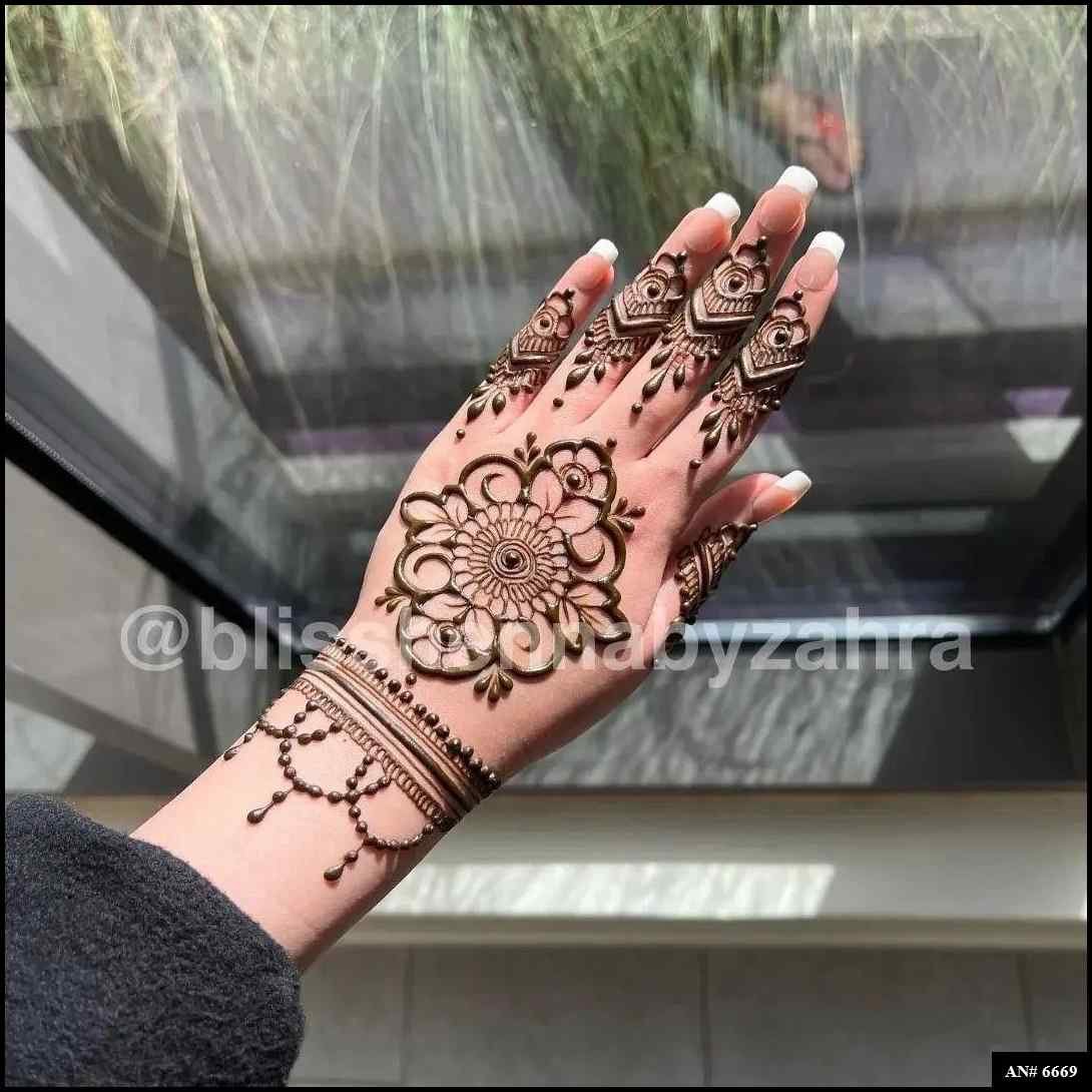 Easy Arabic Back Hand Mehndi Design AN 6669