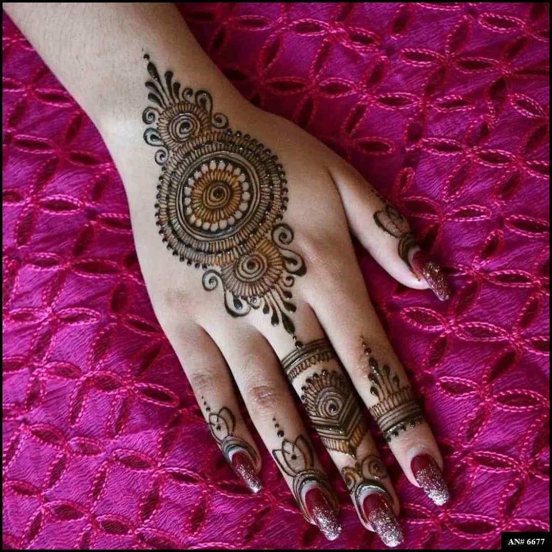 Easy Arabic Back Hand Mehndi Design AN 6677