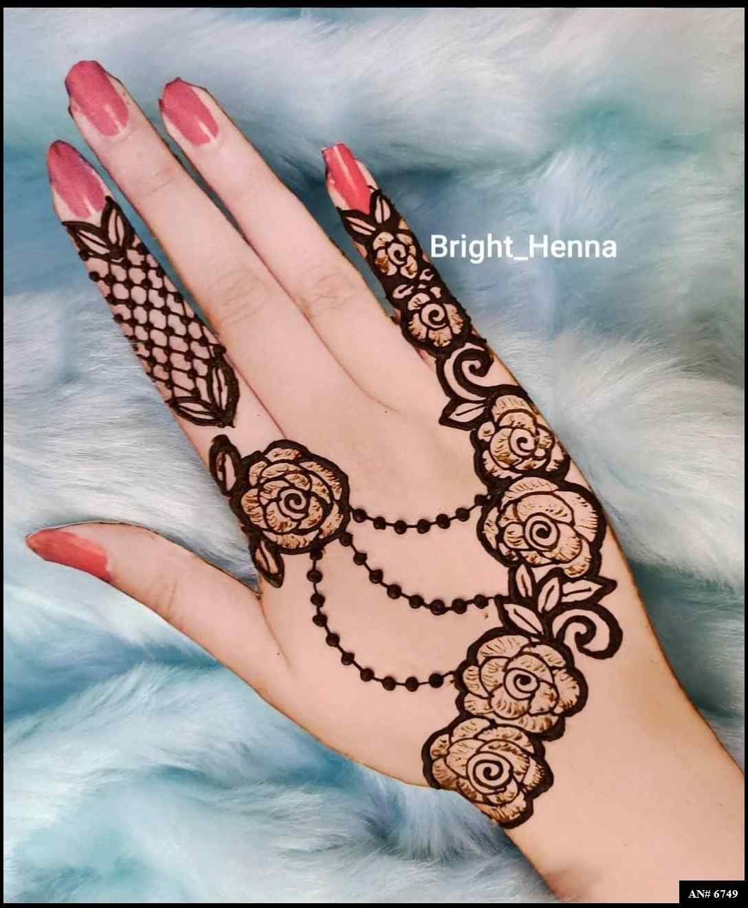 Easy Arabic Back Hand Mehndi Design AN 6749