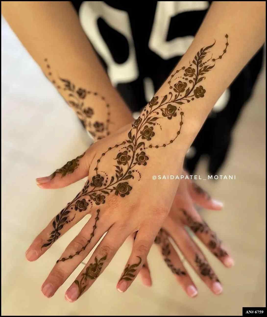 Easy Arabic Back Hand Mehndi Design AN 6759