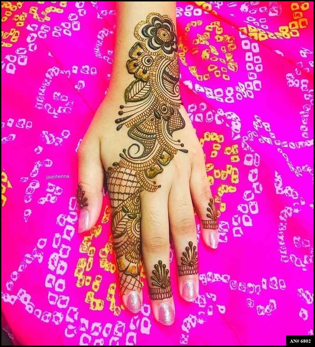 Easy Arabic Back Hand Mehndi Design AN 6802