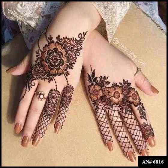 Easy Arabic Back Hand Mehndi Design AN 6816