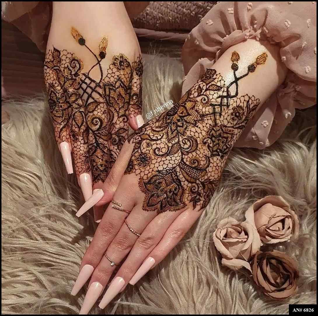 Easy Arabic Back Hand Mehndi Design AN 6826