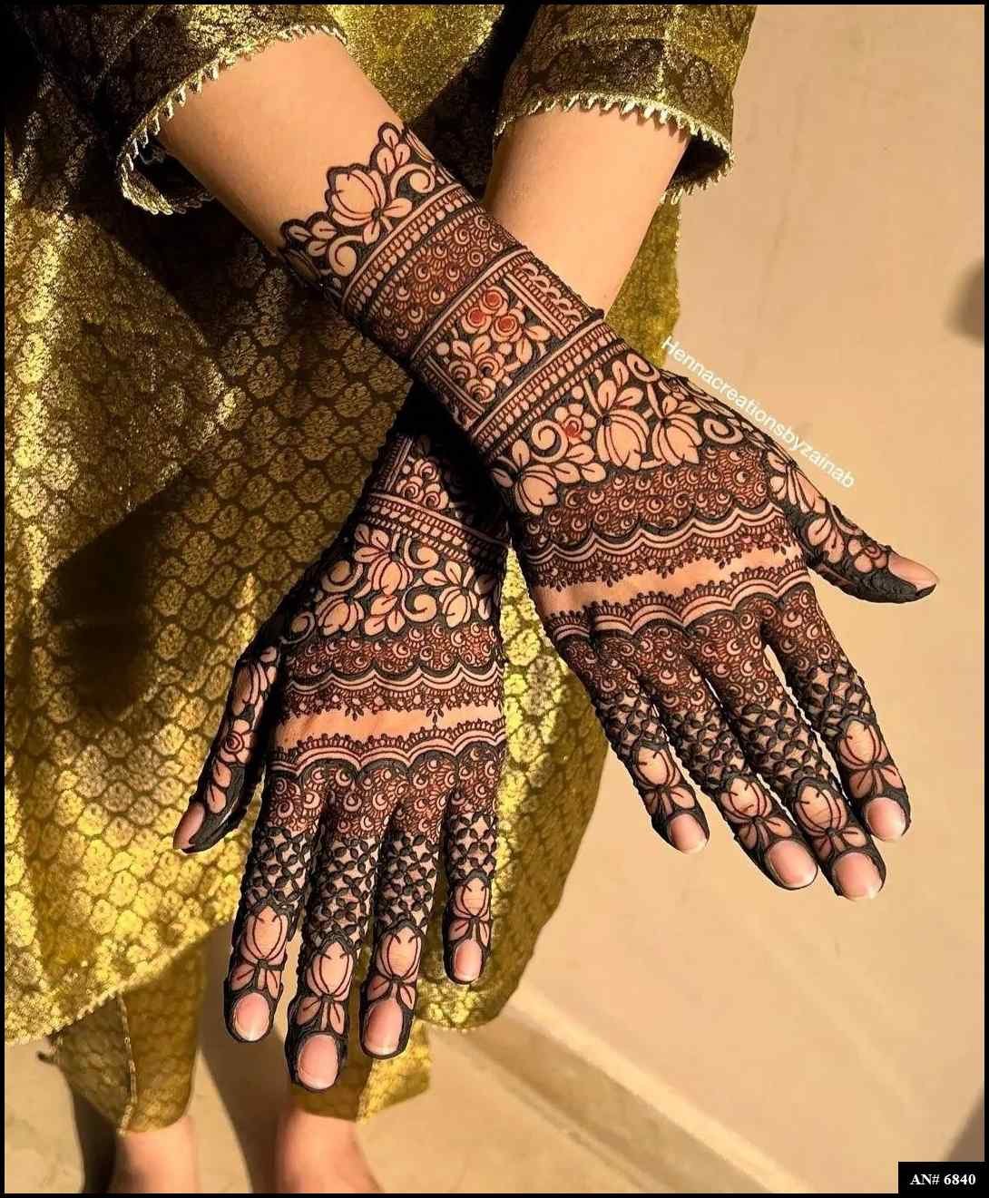 Easy Arabic Back Hand Mehndi Design AN 6840