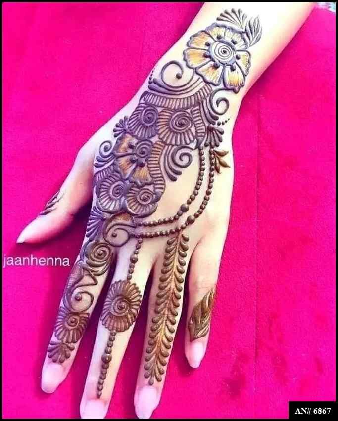 Easy Arabic Back Hand Mehndi Design AN 6867