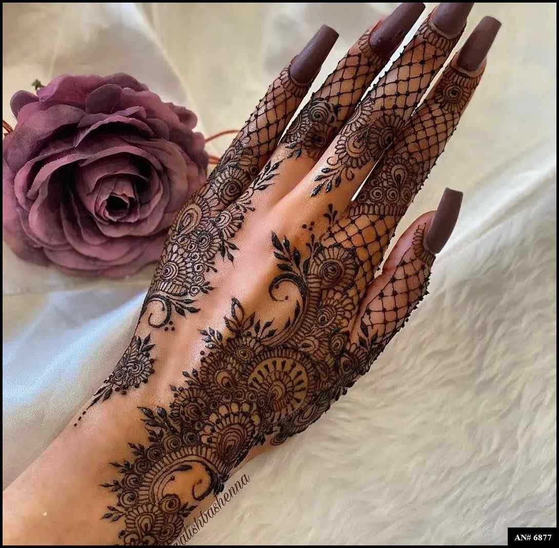 Easy Arabic Back Hand Mehndi Design AN 6877