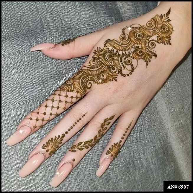 Easy Arabic Back Hand Mehndi Design AN 6907