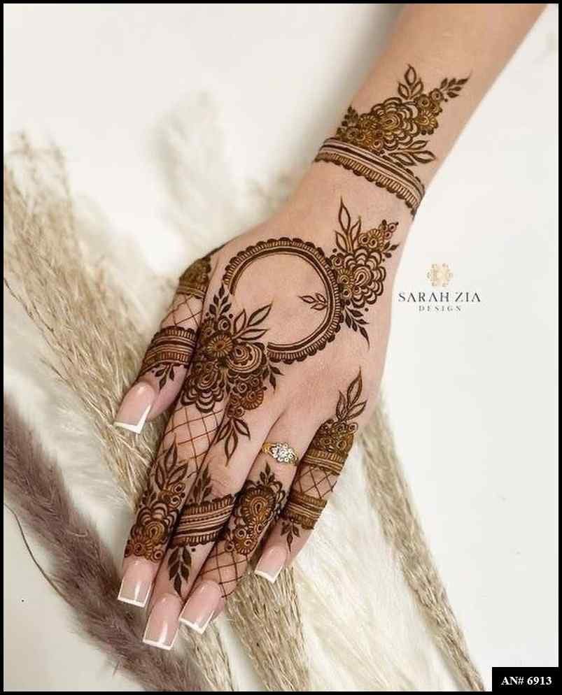 Easy Arabic Back Hand Mehndi Design AN 6913