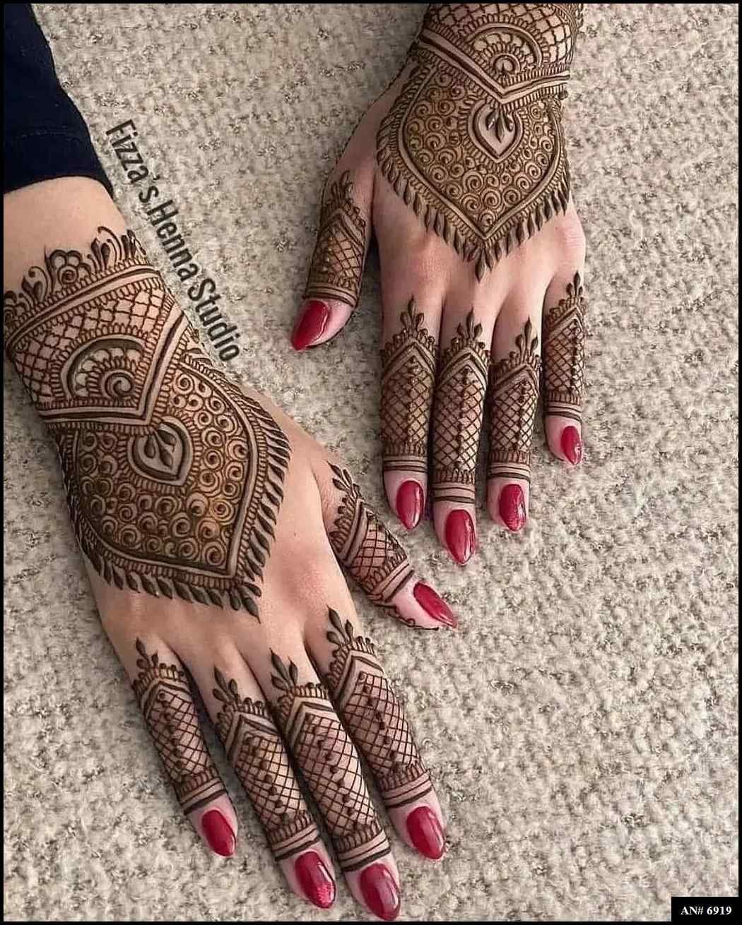 Easy Arabic Back Hand Mehndi Design [AN 6919]