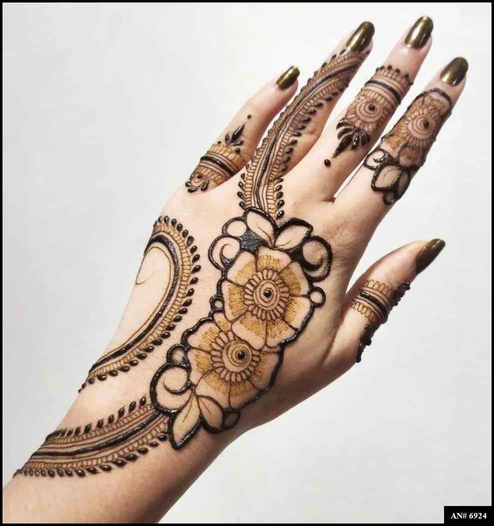 Easy Arabic Back Hand Mehndi Design AN 6924