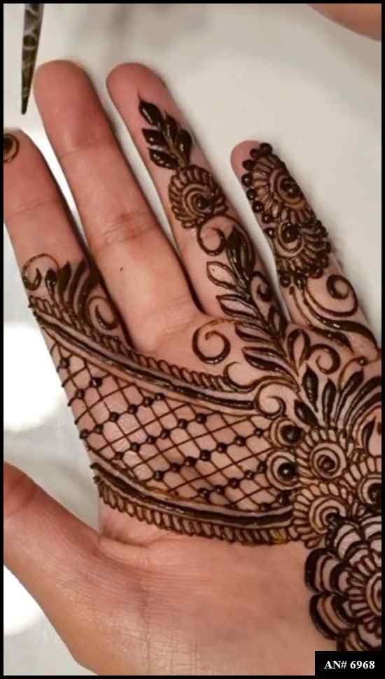 Easy Front hand Mehndi Design AN 6968