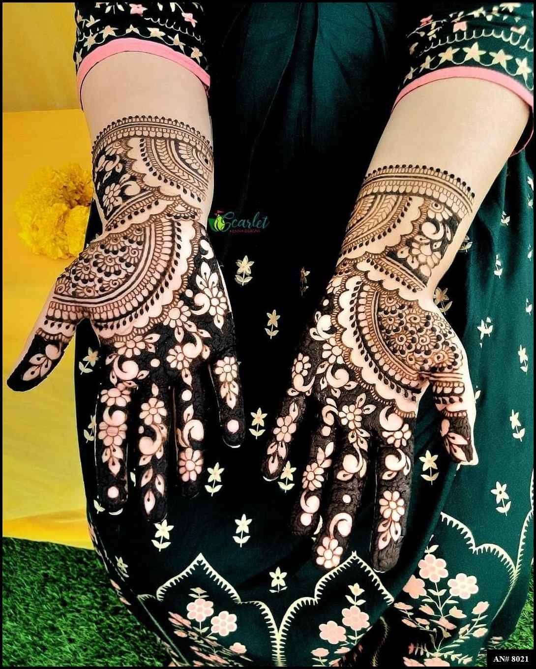 Front Hand Mehndi Design AN 8021