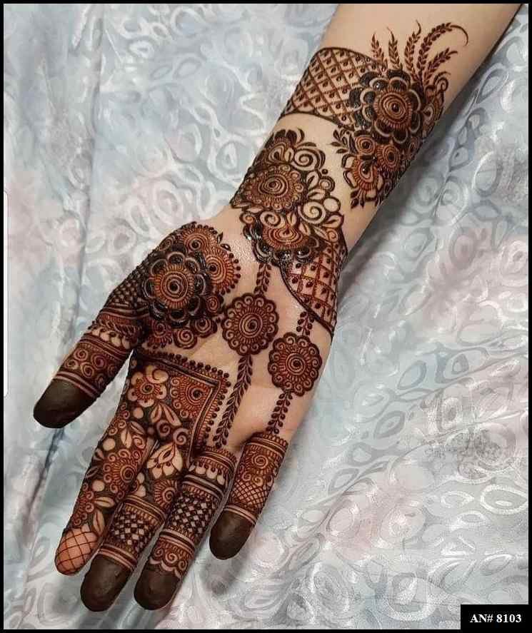 Front Hand Mehndi Design AN 8103