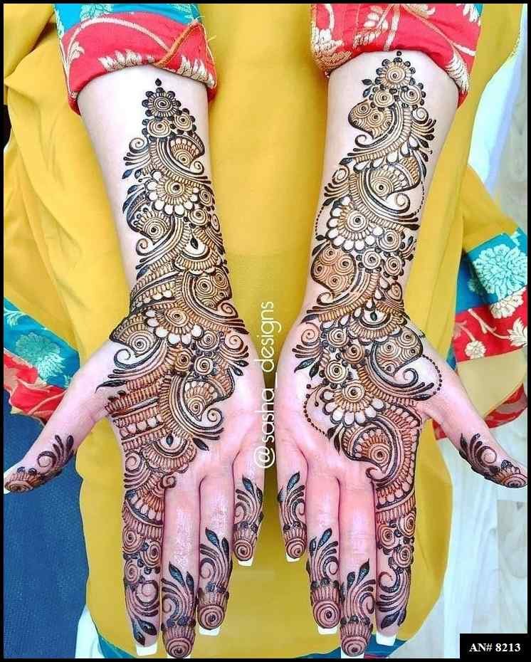 Front Hand Mehndi Design AN 8213