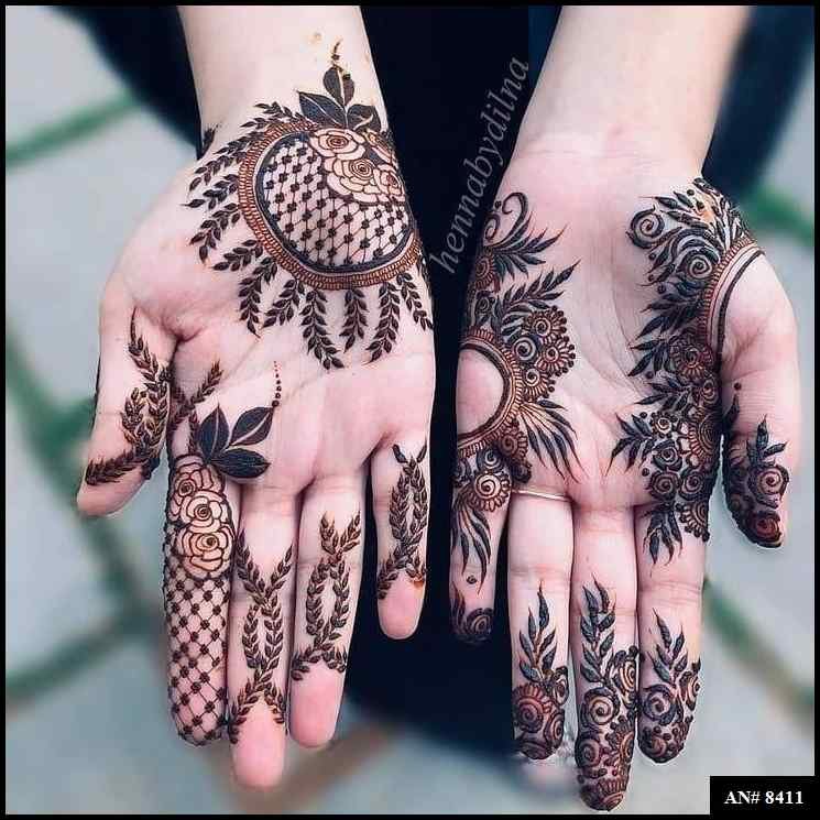 Front Hand Mehndi Design AN 8411