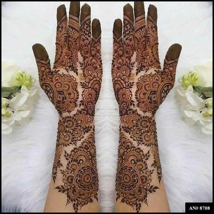 Front Hand Mehndi Design AN 8708