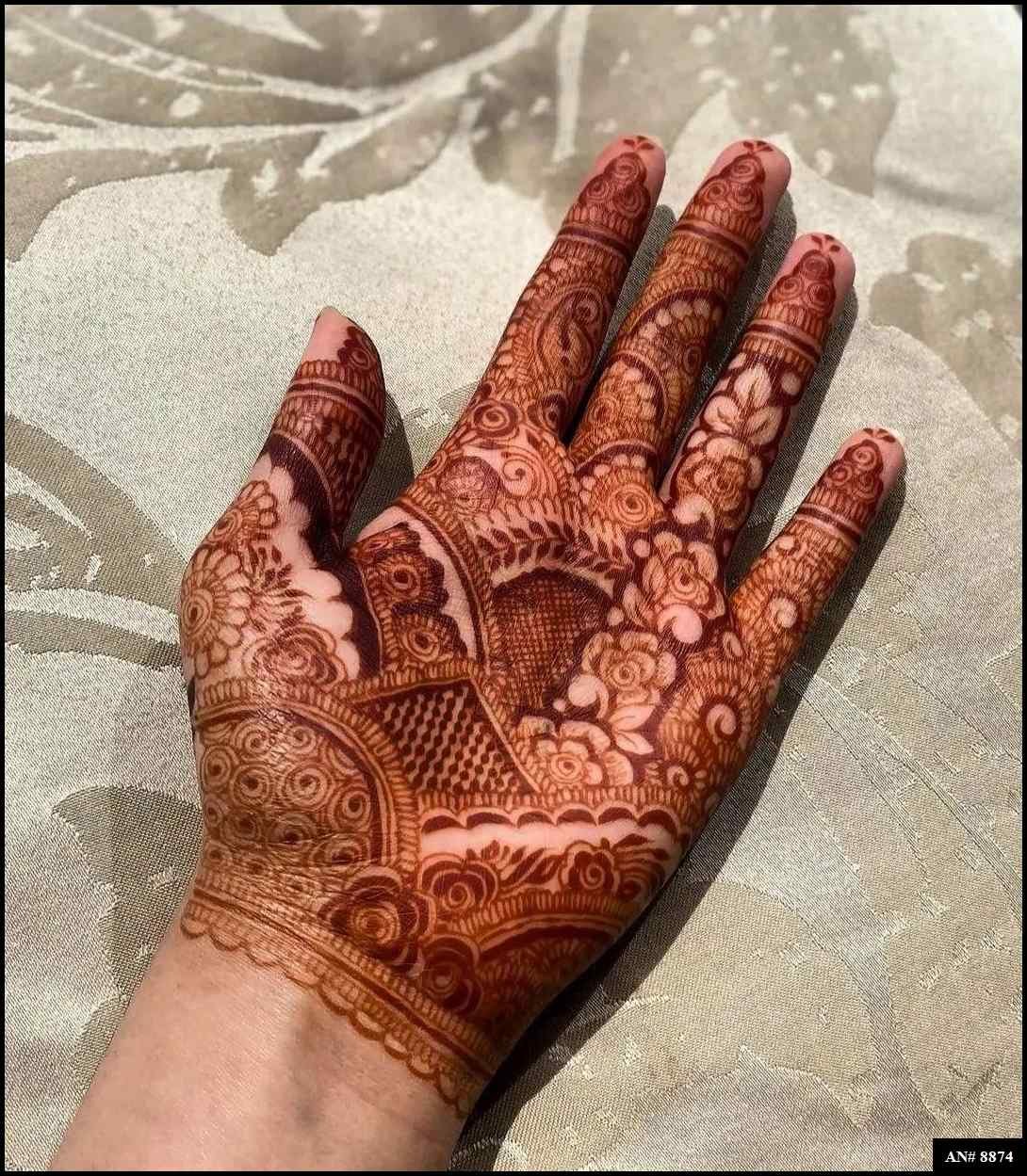 Front Hand Mehndi Design AN 8874