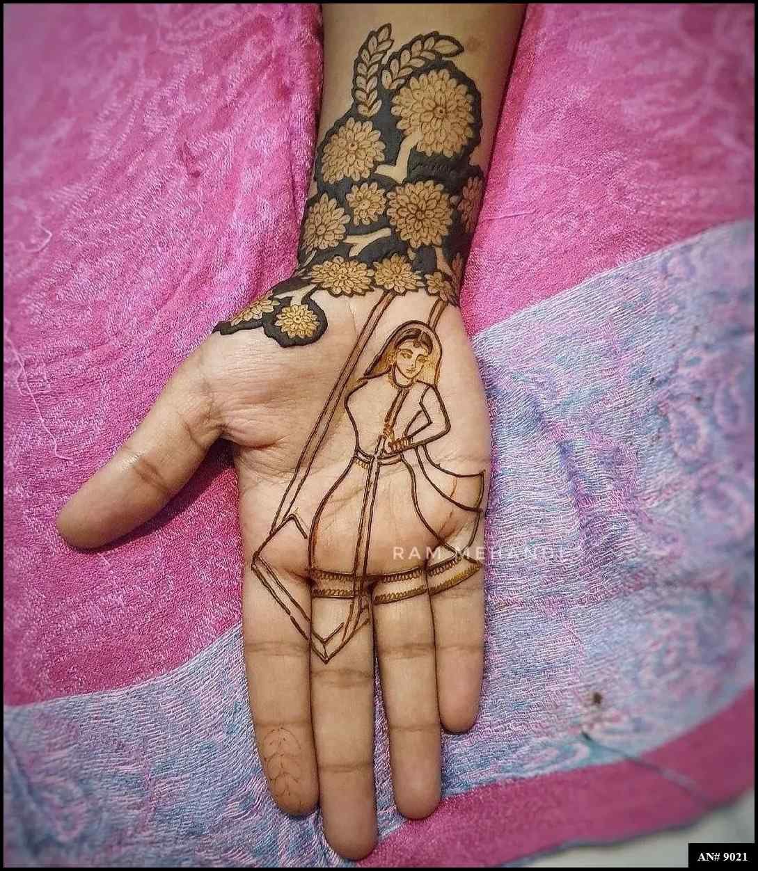 Front Hand Mehndi Design AN 9021