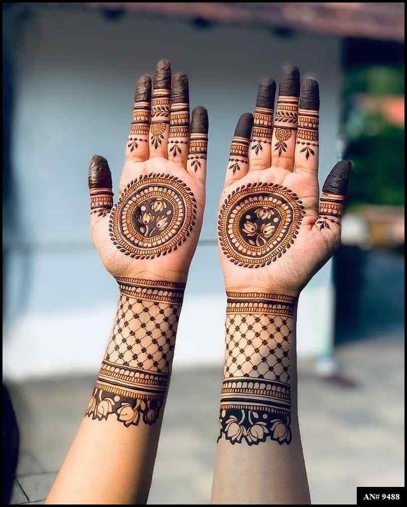 Front Hand Mehndi Design AN 9488