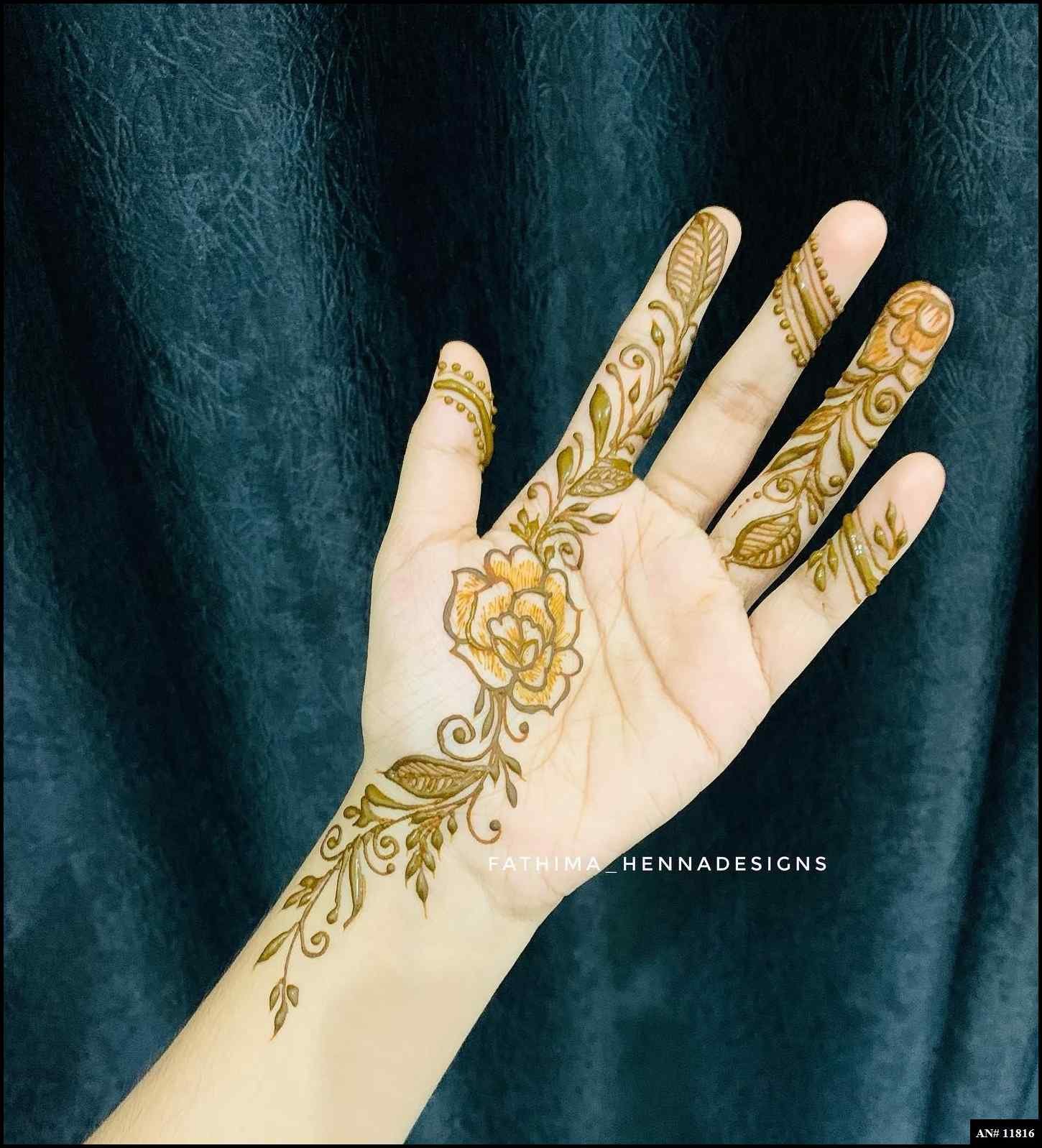Front Hand Simple Mehndi Design AN 11816