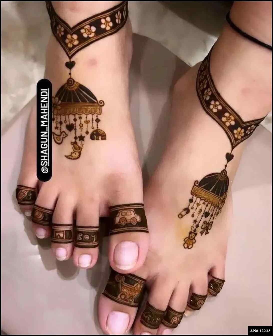 Modern Foot Mehndi Design [AN 12233]